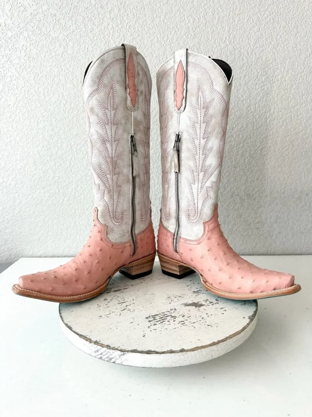 Lane SKYLIGHT Cowboy Boots Pink Ostrich Western Cowgirl Tall Snip Toe Womens 6.5 - Picture 8 of 12